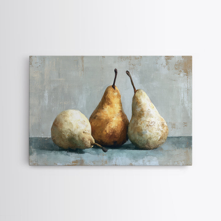 Classic Pear Still Life for Cozy Hospitality Framed Canvas Print, Guest Bedroom Art, Living Room Decor, Bedroom Decor, Guest, GBA-3x2-24