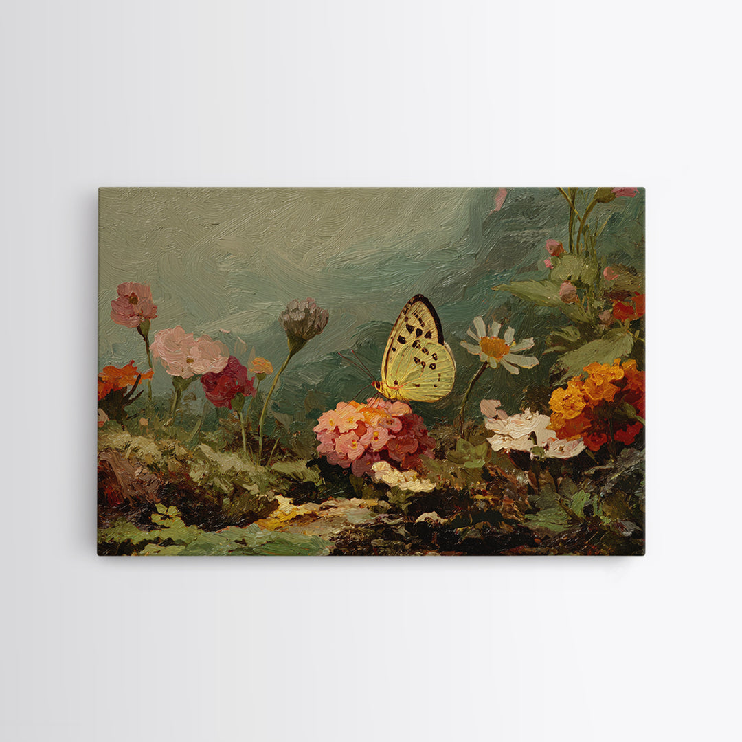 Garden Butterfly and Flowers Specimen Study Canvas Print, Guest Bedroom Art, Printable Art, Bedroom Decor, Fine Art, Guest, GBA-3x2-3