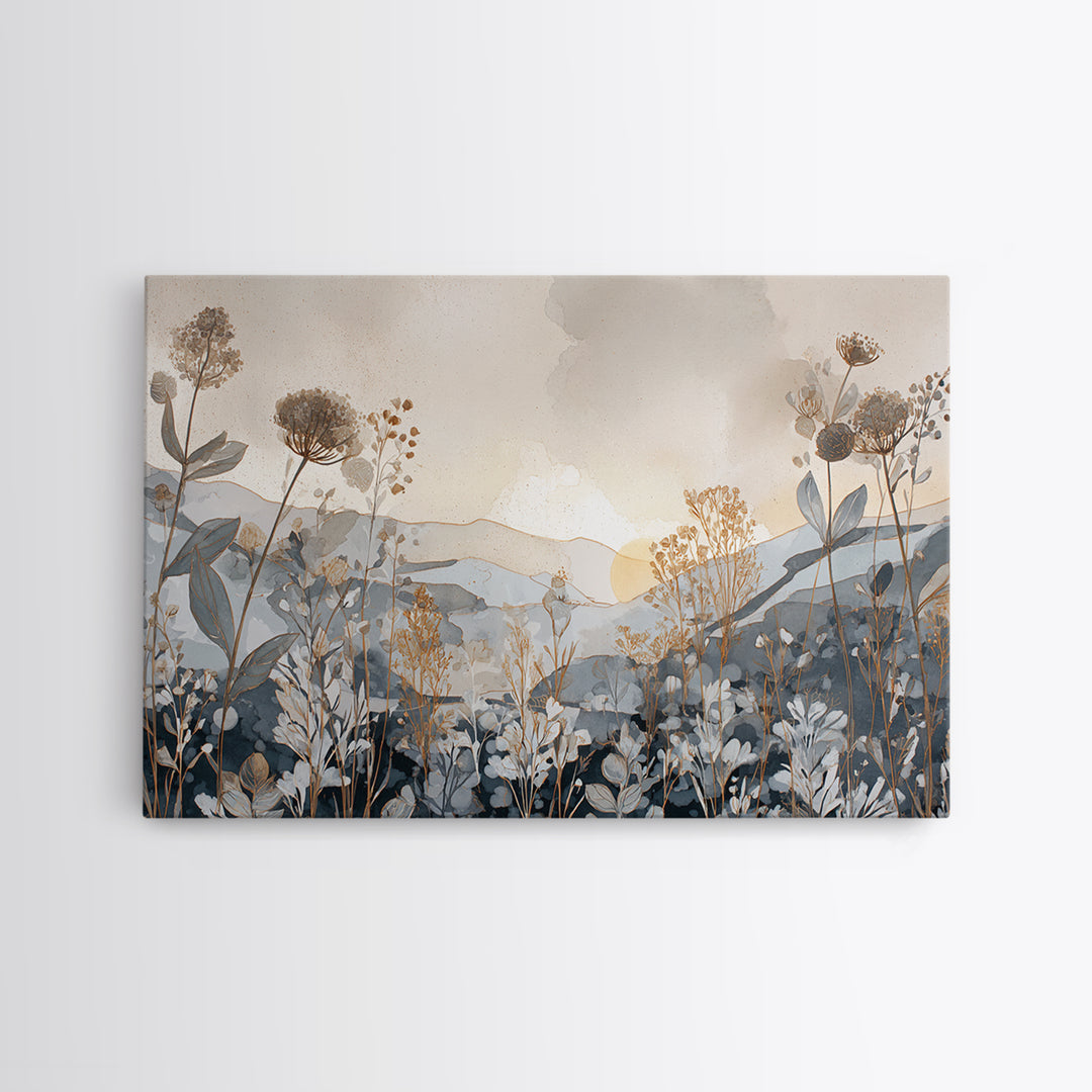 Gentle Botanical Line Drawing Trio Canvas Print, Guest Bedroom Art, Set of 3 Wall Art, Bedroom Decor, Watercolor Art, Guest, GBA-3x2-34