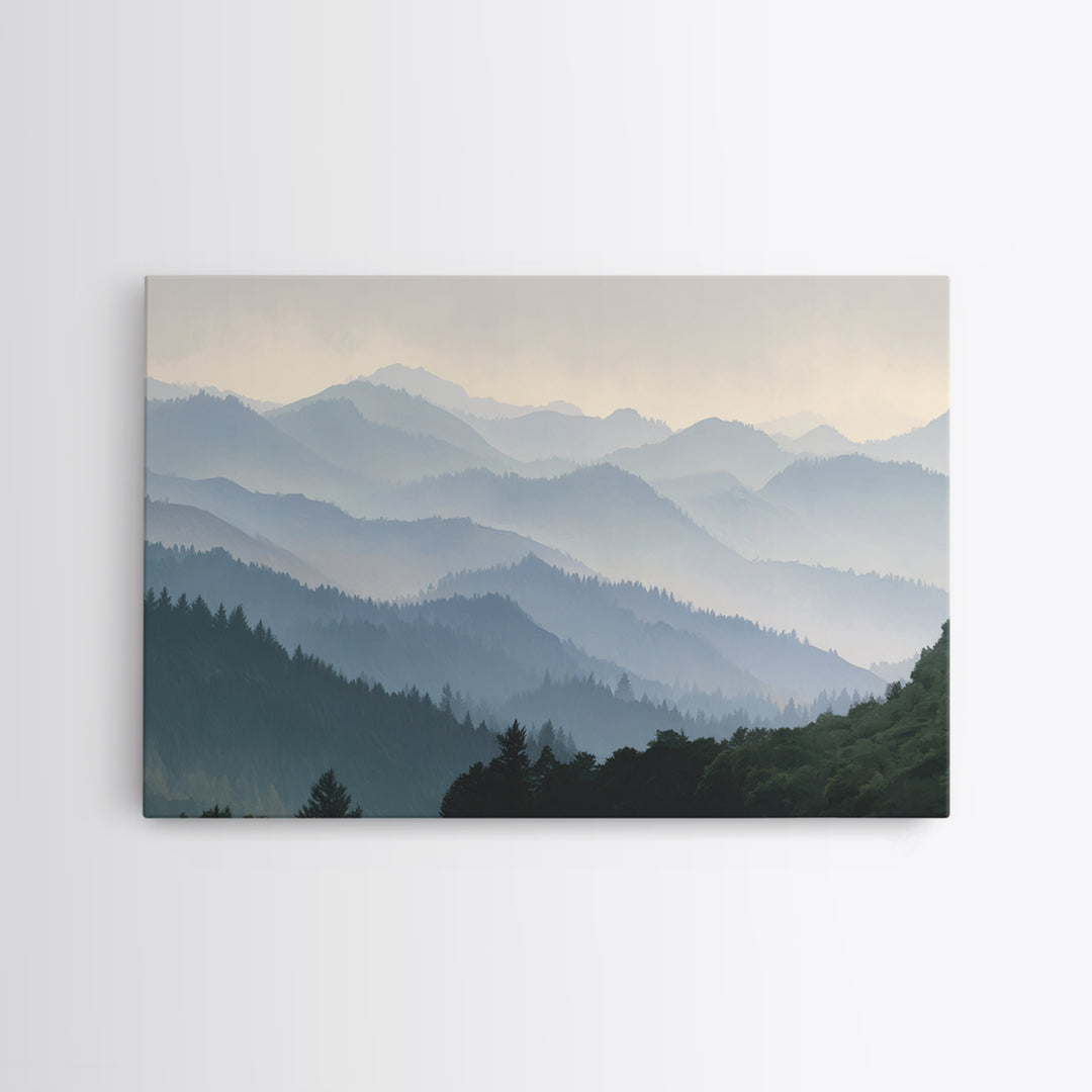 Soft Mountain Horizon Framed Canvas Print, Guest Bedroom Art, Trendy Wall Art, Bedroom Decor, Fine Art, Guest, GBA-3x2-35