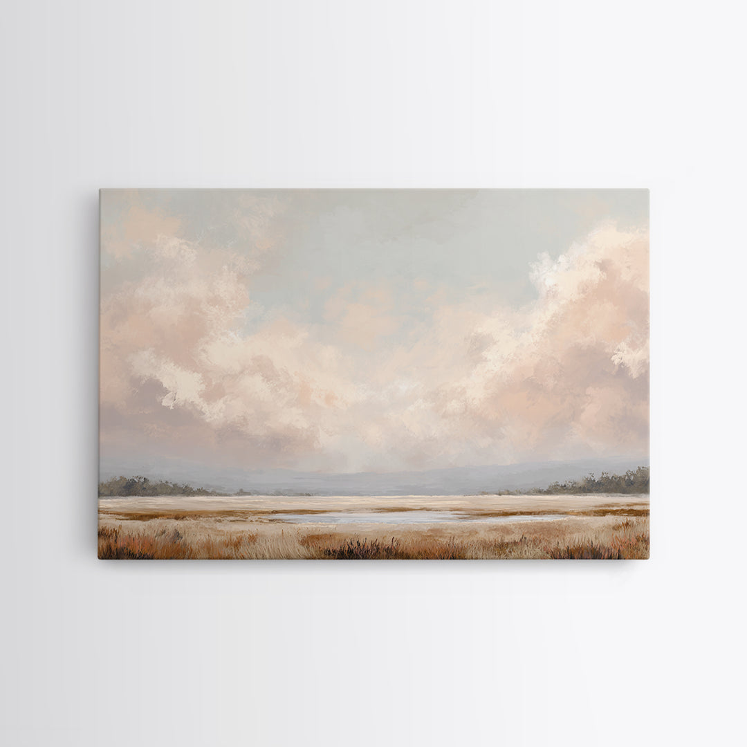 Romantic Cloudscape in Blush and Ivory Framed Canvas Print, Guest Bedroom Art, Neutral Decor, Bedroom Decor, Fine Art, Guest, GBA-3x2-39