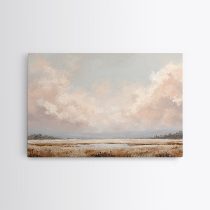 Romantic Cloudscape in Blush and Ivory Framed Canvas Print, Guest Bedroom Art, Neutral Decor, Bedroom Decor, Fine Art, Guest, GBA-3x2-39