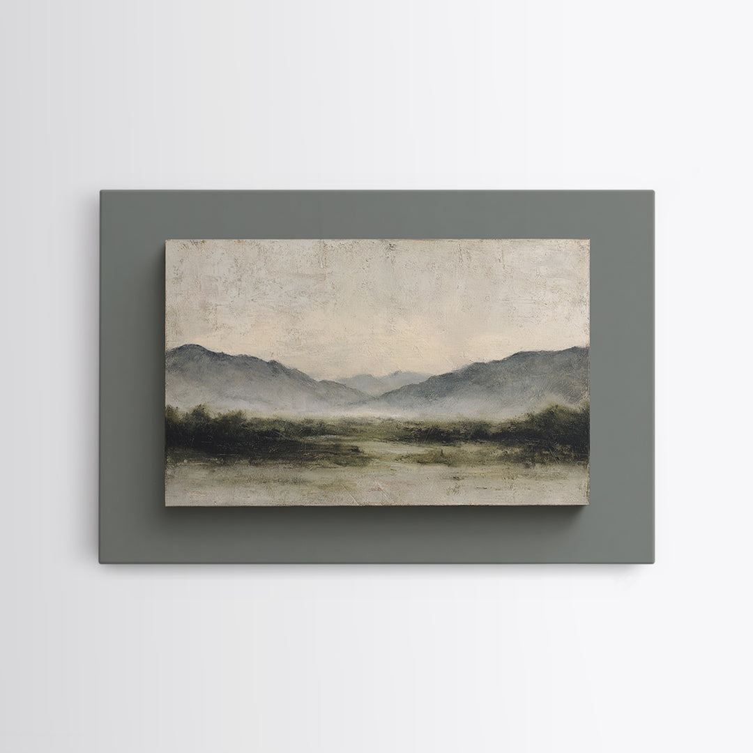 Gentle Rain over Distant Hills Canvas Print, Guest Bedroom Art, Prints, Bedroom Decor, Oil Painting, Guest 504, GBA-3x2-4