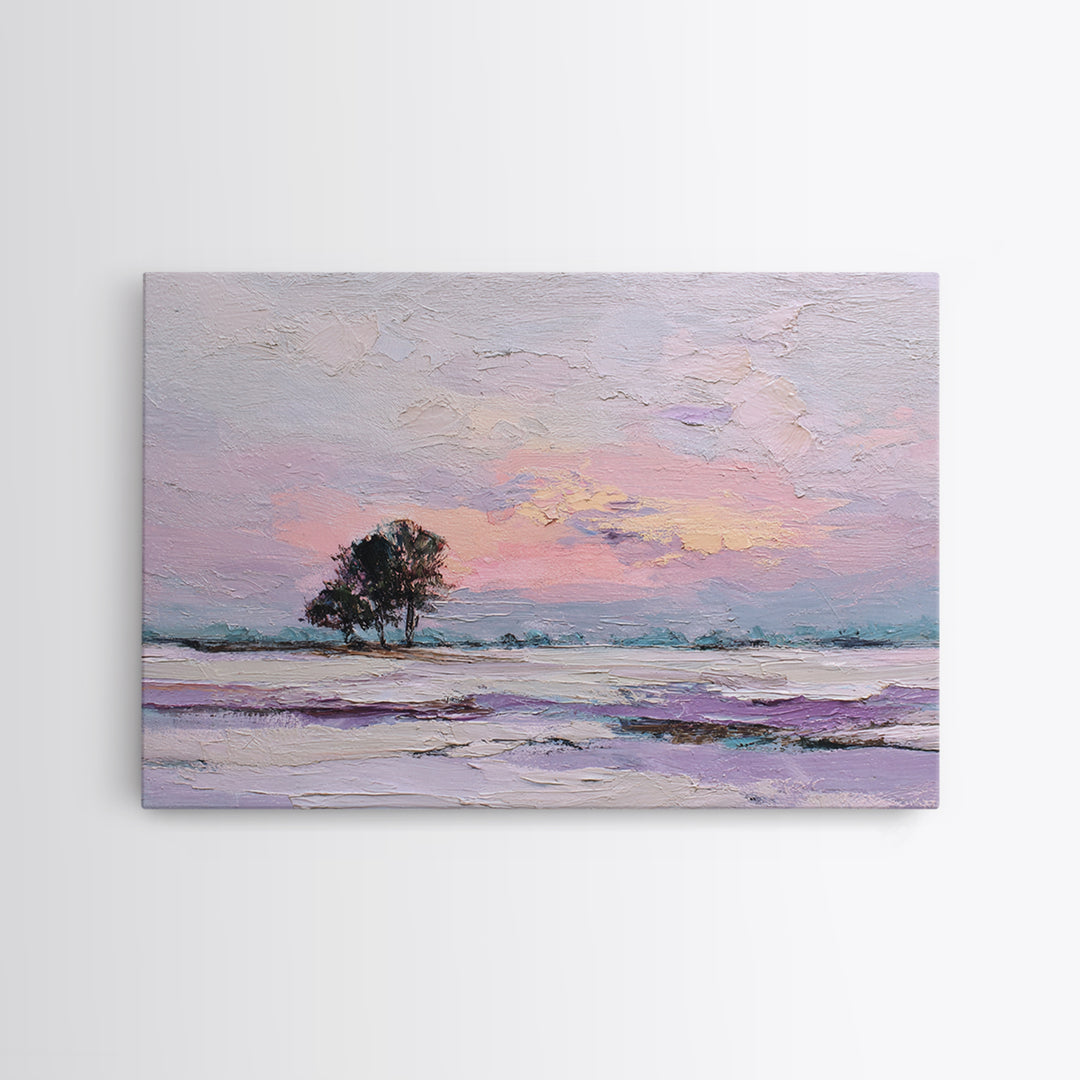 Lavender Field under Pale Sky Framed Canvas Print, Guest Bedroom Art, Room Decor, Bedroom Decor, Oil Painting, Guest, GBA-3x2-47