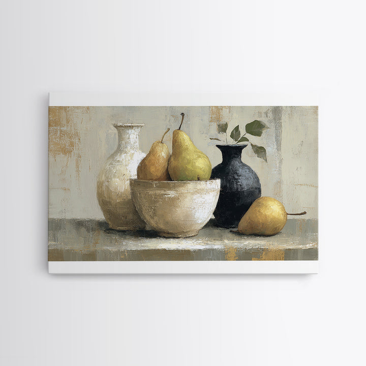 Classic Pear Still Life for Cozy Hospitality Canvas Print, Guest Bedroom Art, Cat Wall Art, Bedroom Decor, Fine Art, Guest, GBA-3x2-48