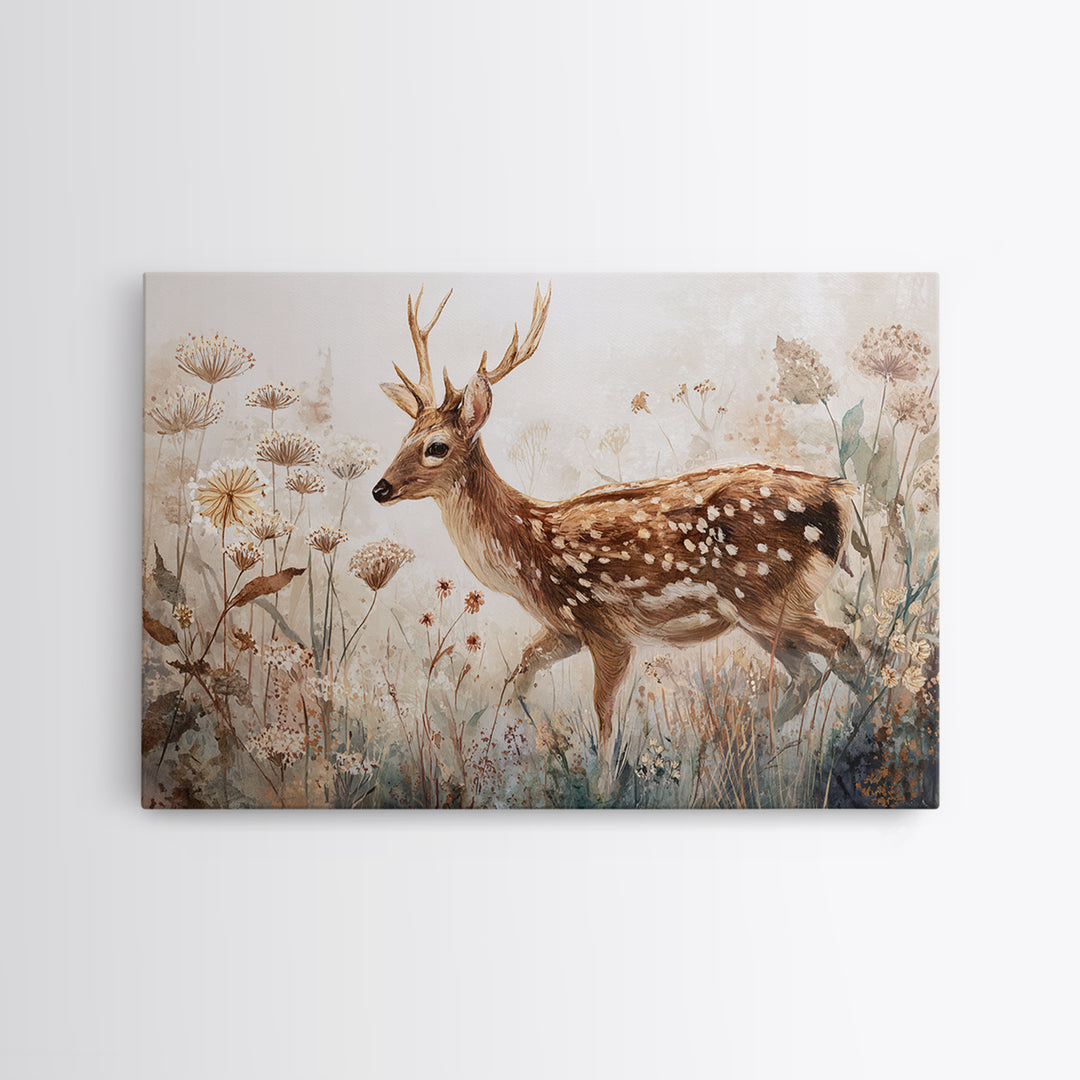 Sunlit Meadow with Delicate Flowers Canvas Print, Guest Bedroom Art, Textured Painting, Bedroom Decor, Watercolor Art, Guest, GBA-3x2-67