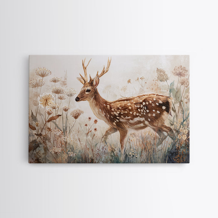 Sunlit Meadow with Delicate Flowers Canvas Print, Guest Bedroom Art, Textured Painting, Bedroom Decor, Watercolor Art, Guest, GBA-3x2-67
