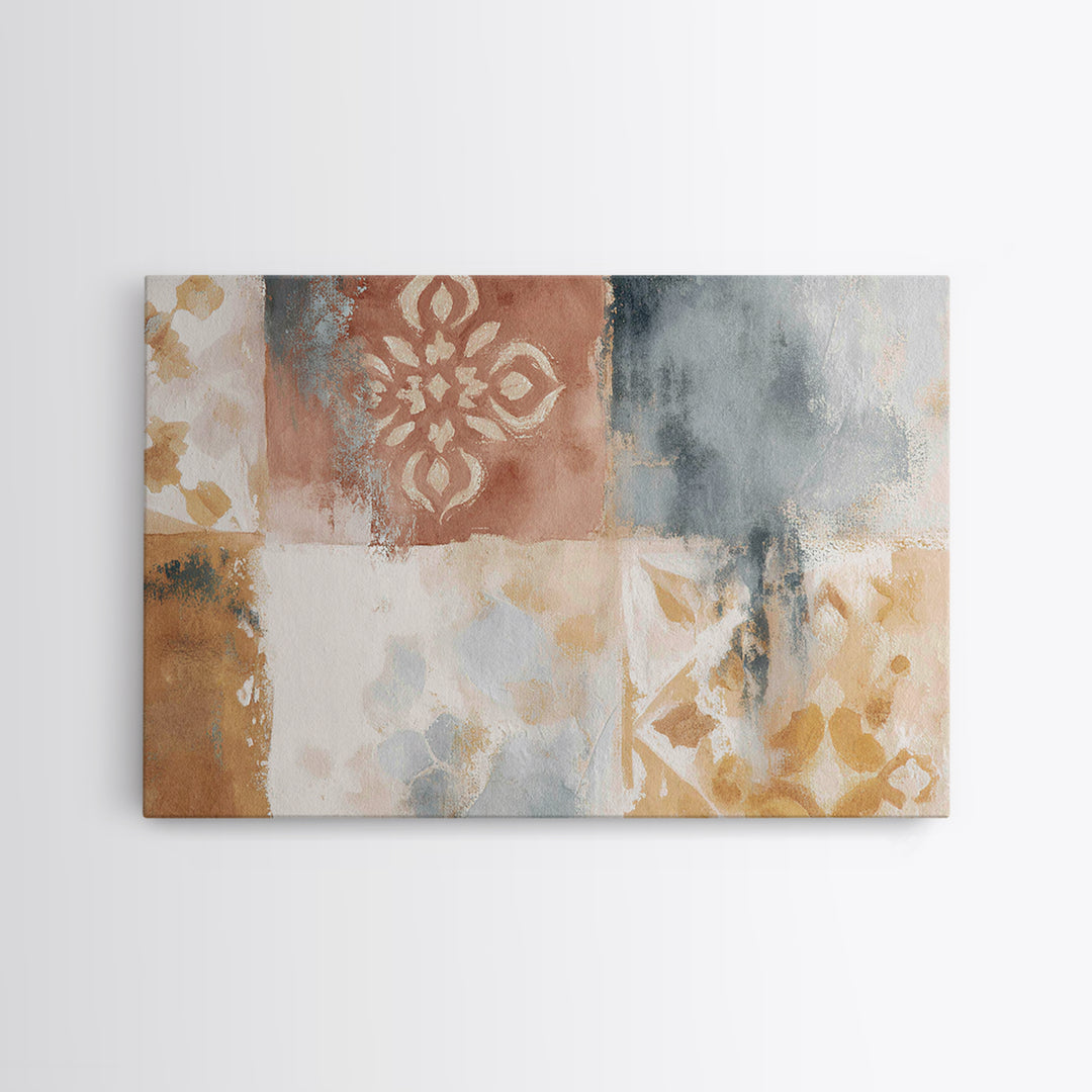 Warm Terracotta Shapes Framed Canvas Print, Guest Bedroom Art, Living Room Decor, Bedroom Decor, Guest, Farmhouse Wall Art, GBA-3x2-74