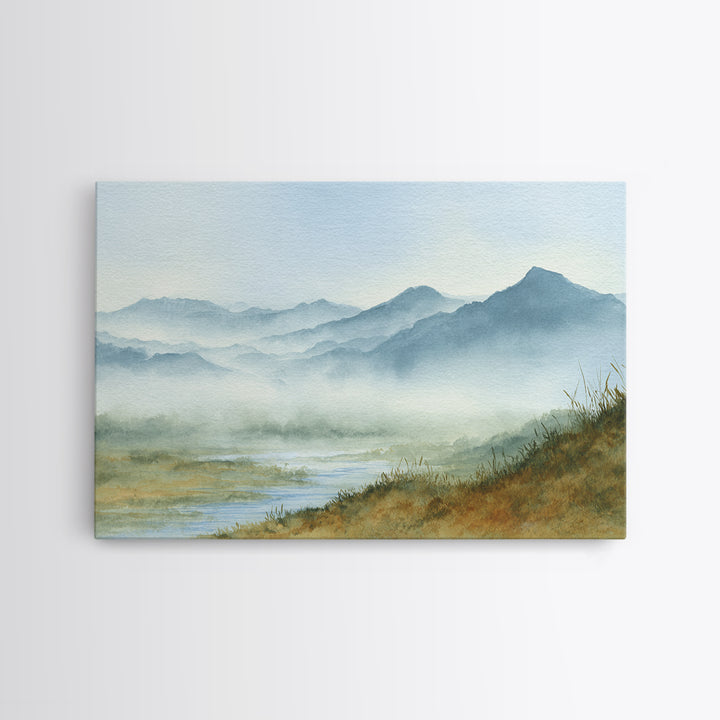 Soft Mountain Horizon Canvas Print, Guest Bedroom Art, Wall Art, Bedroom Decor, Oil Painting, Guest, New Home Gift, GBA-3x2-83