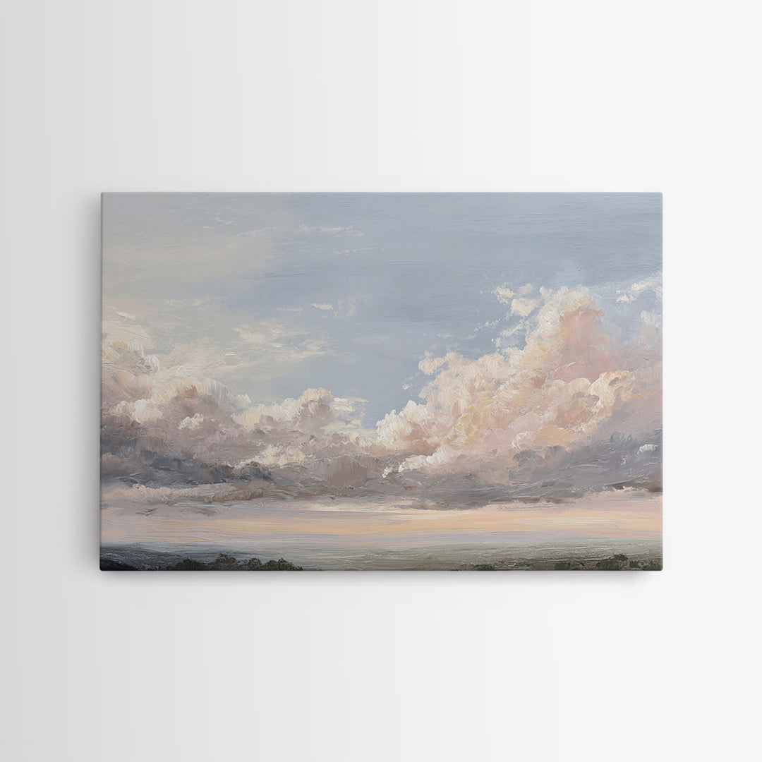 Romantic Cloudscape in Blush and Ivory Framed Canvas Print, Guest Bedroom Art, Fine Art Print, Bedroom Decor, Fine Art, Guest, GBA-3x2-87