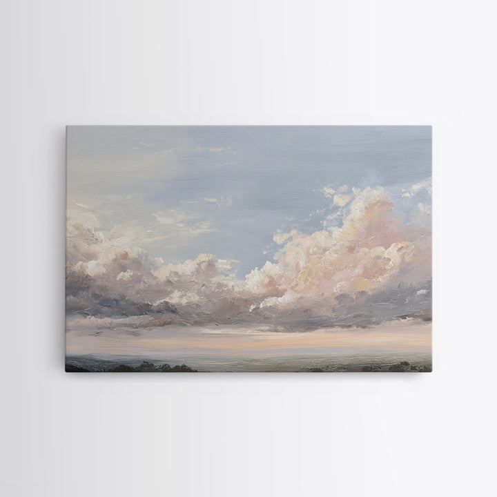 Romantic Cloudscape in Blush and Ivory Framed Canvas Print, Guest Bedroom Art, Fine Art Print, Bedroom Decor, Fine Art, Guest, GBA-3x2-87
