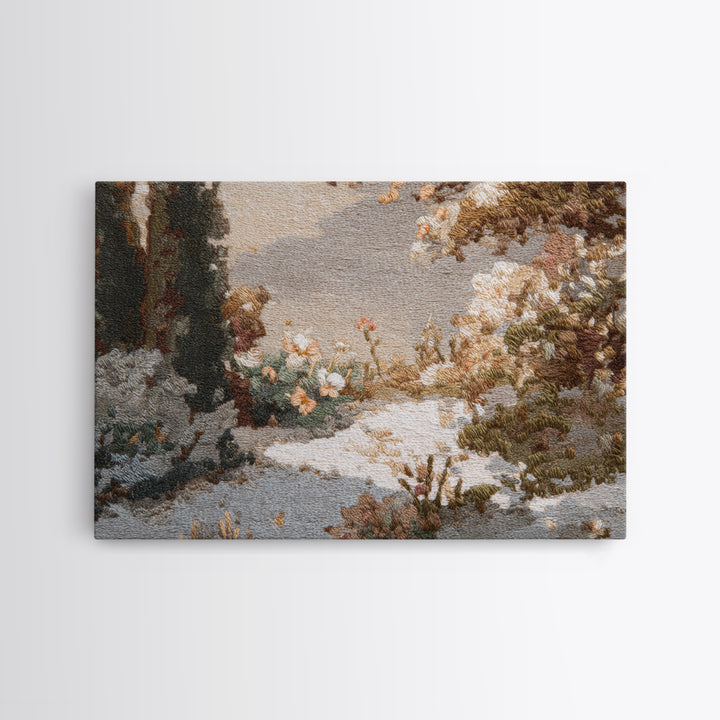 Sunlit Meadow with Delicate Flowers Framed Canvas Print, Guest Bedroom Art, Poster, Bedroom Decor, Watercolor Art, Guest, GBA-3x2-91