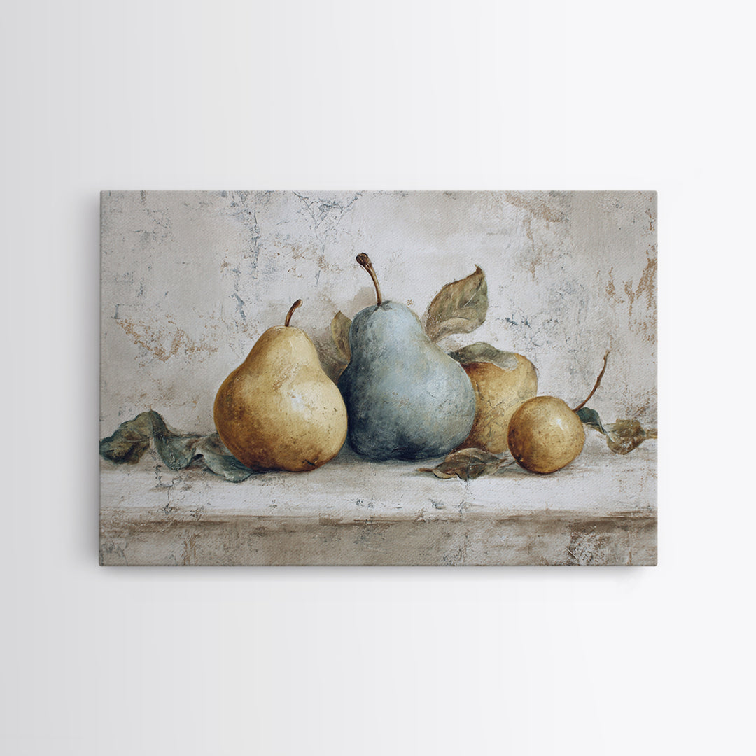 Classic Pear Still Life for Cozy Hospitality Framed Canvas Print, Guest Bedroom Art, Art Print, Bedroom Decor, Fine Art, Guest, GBA-3x2-96