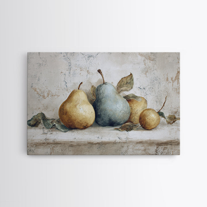 Classic Pear Still Life for Cozy Hospitality Framed Canvas Print, Guest Bedroom Art, Art Print, Bedroom Decor, Fine Art, Guest, GBA-3x2-96