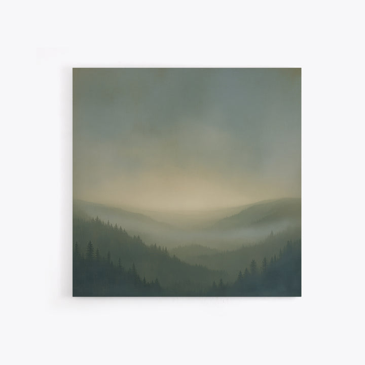 Misty Mountain Valley Framed Canvas Print, General Fine Art, Digital Print, Living Room Decor, Watercolor Art, GEN-1x1-100