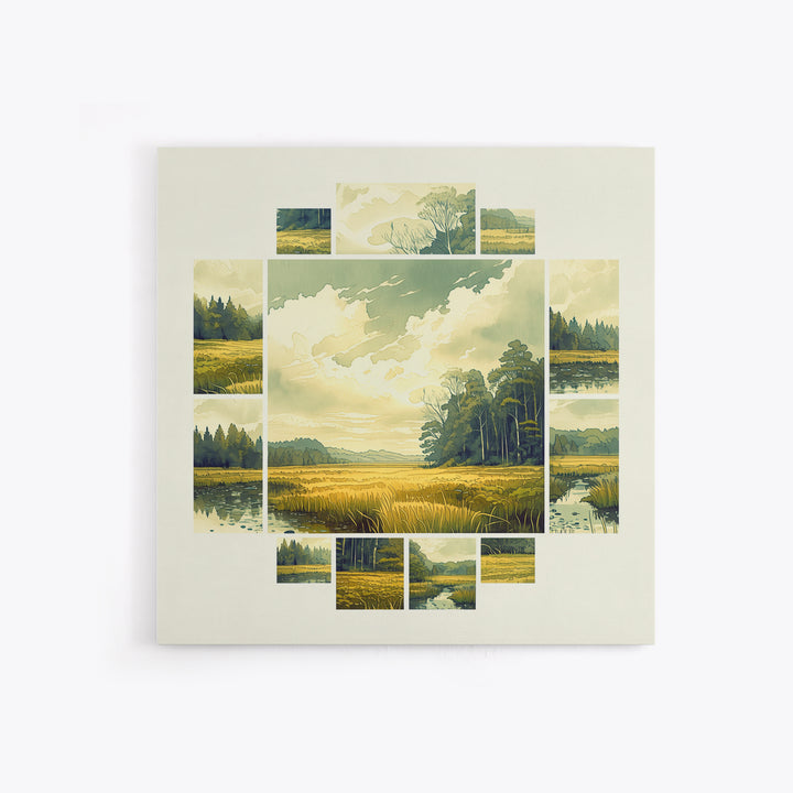 Moody Forest Clearing Framed Canvas Print, General Fine Art, Gallery Decor, Living Room Decor, Fine Art, Wall Art, GEN-1x1-32