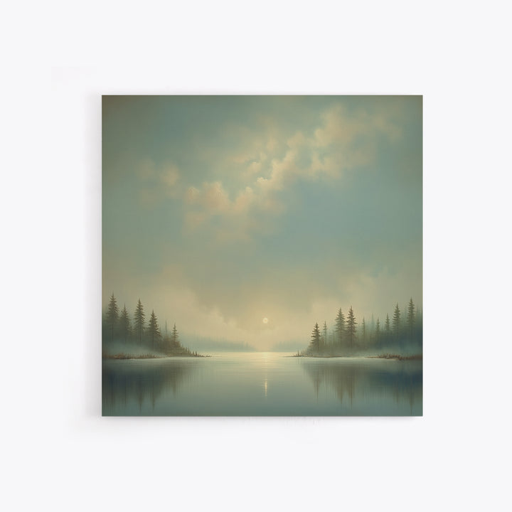 Dreamlike Moonlit Lake Framed Canvas Print, General Fine Art, Boho Decor, Living Room Decor, Fine Art, Wall Decor, GEN-1x1-37