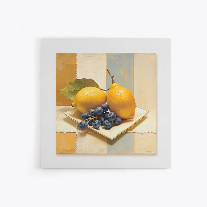 Simple Still Life of Fruit and Linen Framed Canvas Print, General Fine Art, Room Decor, Living Room Decor, Abstract Art, GEN-1x1-40