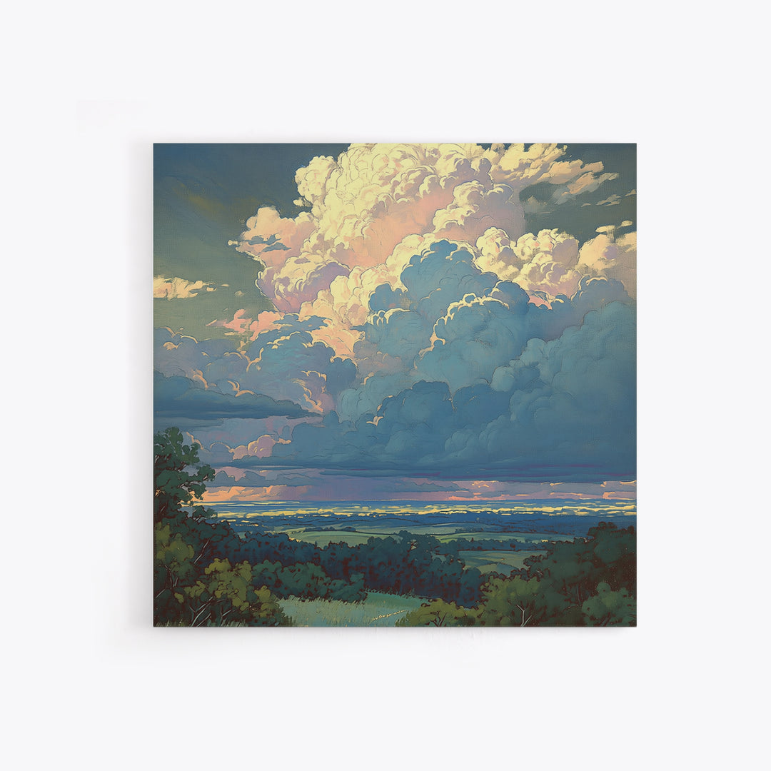 Romantic Cloudscape with Blush and Cream Tones Canvas Print, General Fine Art, Canvas Wall Art, Living Room Decor, GEN-1x1-42