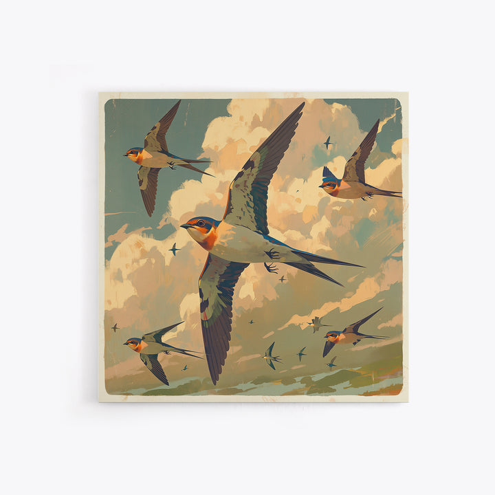 Minimal Birds in Flight over an Open Framed Canvas Print, General Fine Art, Abstract Art, Living Room Decor, Fine Art, GEN-1x1-46