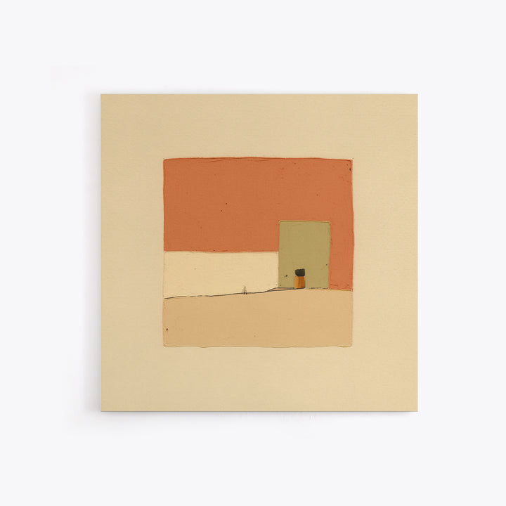 Minimal Black Line Figure on Textured Paper Canvas Print, General Fine Art, Bedroom Decor, Living Room Decor, GEN-1x1-51
