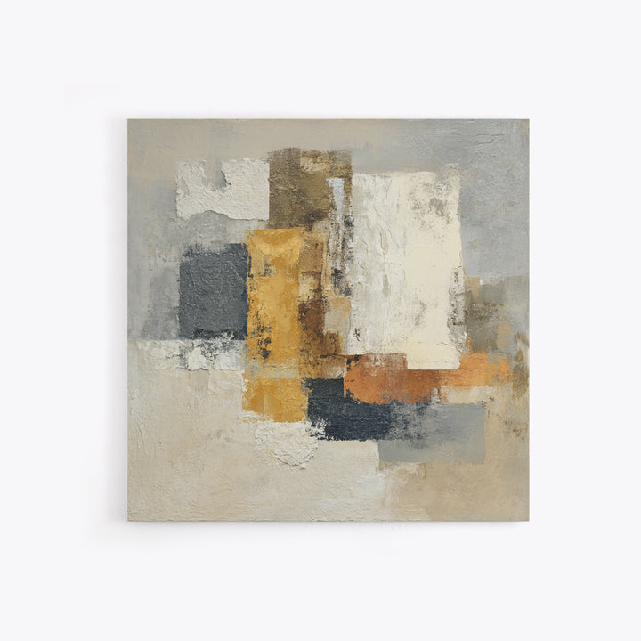 Earthy Plaster Texture Abstract Framed Canvas Print, General Fine Art, Neutral Decor, Living Room Decor, Fine Art, GEN-1x1-63