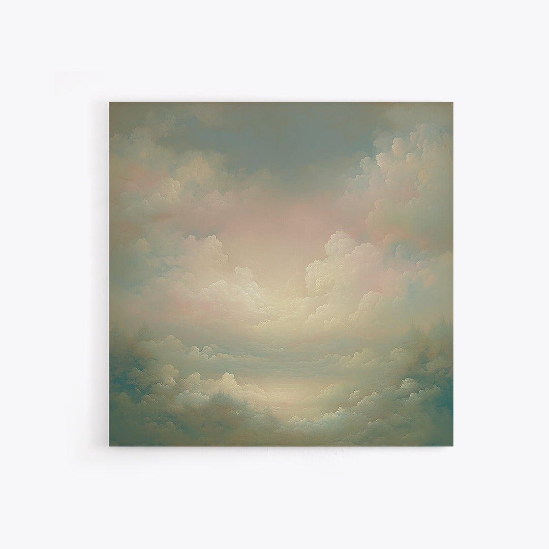 Romantic Cloudscape with Blush and Cream Tones Canvas Print, General Fine Art, Neutral Decor, Living Room Decor, Fine Art, GEN-1x1-90