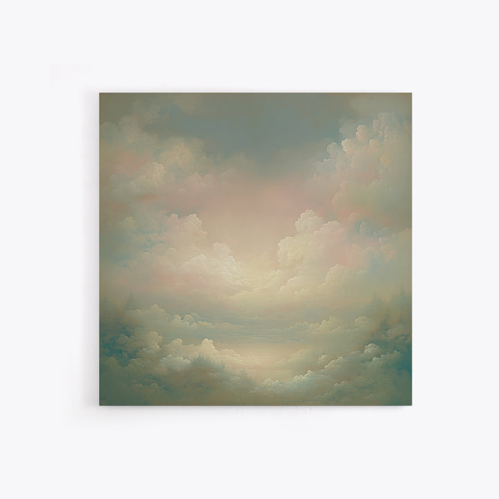 Romantic Cloudscape with Blush and Cream Tones Canvas Print, General Fine Art, Neutral Decor, Living Room Decor, Fine Art, GEN-1x1-90