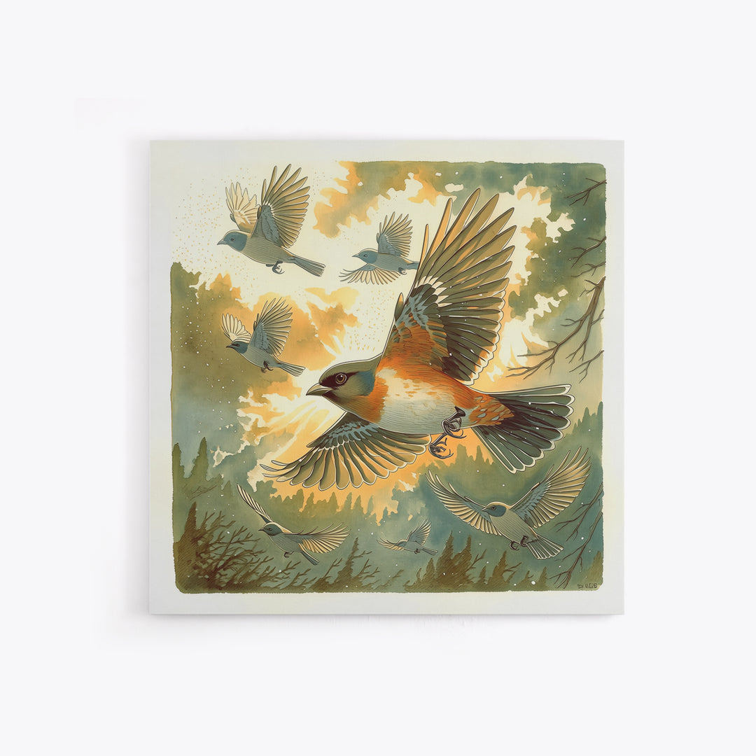 Minimal Birds in Flight over an Open Canvas Print, General Fine Art, Modern Decor, Living Room Decor, Fine Art, GEN-1x1-94
