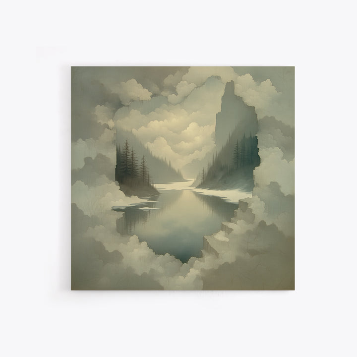 Quiet Abstract River Shape Framed Canvas Print, General Fine Art, Painting, Living Room Decor, Abstract Art, GEN-1x1-96