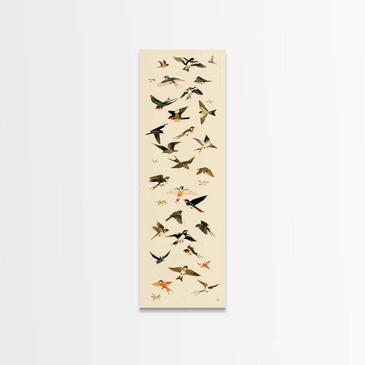 Minimal Birds in Flight over an Open Canvas Print, General Fine Art, Art Nouveau, Living Room Decor, Fine Art, GEN-1x3-10