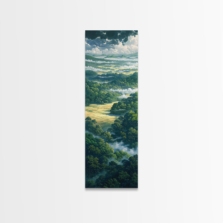 Moody Forest Clearing Framed Canvas Print, General Fine Art, Poster, Living Room Decor, Fine Art, Wall Art Prints, GEN-1x3-20