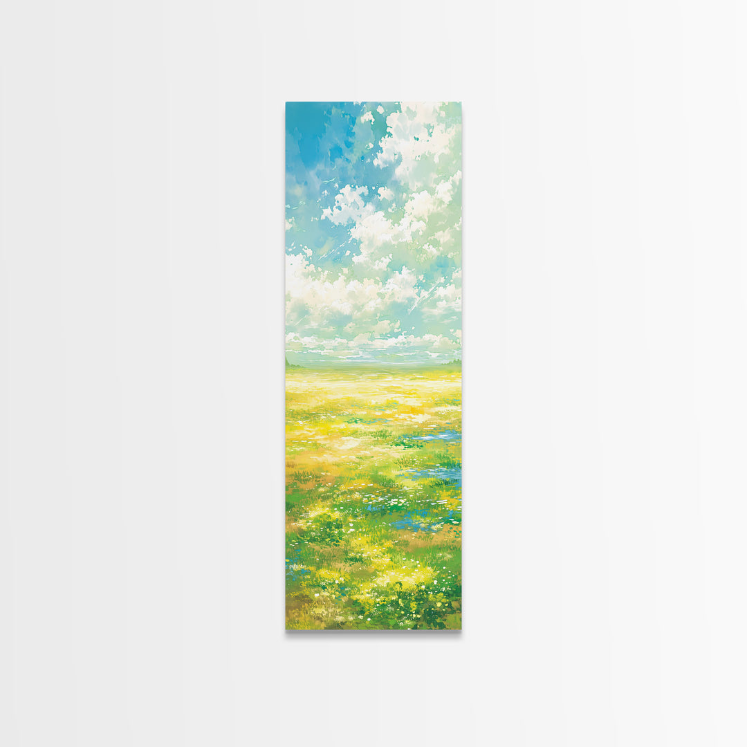 Sunlit Meadow with Loose Impressionist Brushwork Canvas Print, General Fine Art, Canvas Art, Living Room Decor, Fine Art, GEN-1x3-26