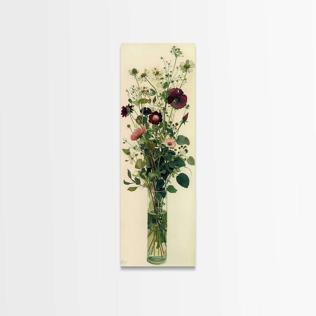 Classic Oil Painted Vase of Wildflowers Canvas Print, General Fine Art, Art Print, Living Room Decor, Fine Art, GEN-1x3-35
