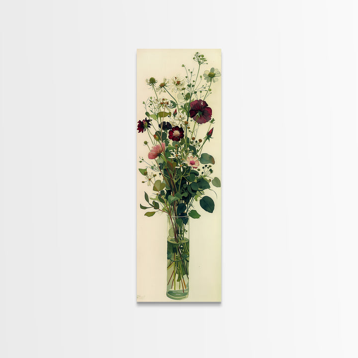 Classic Oil Painted Vase of Wildflowers Canvas Print, General Fine Art, Art Print, Living Room Decor, Fine Art, GEN-1x3-35