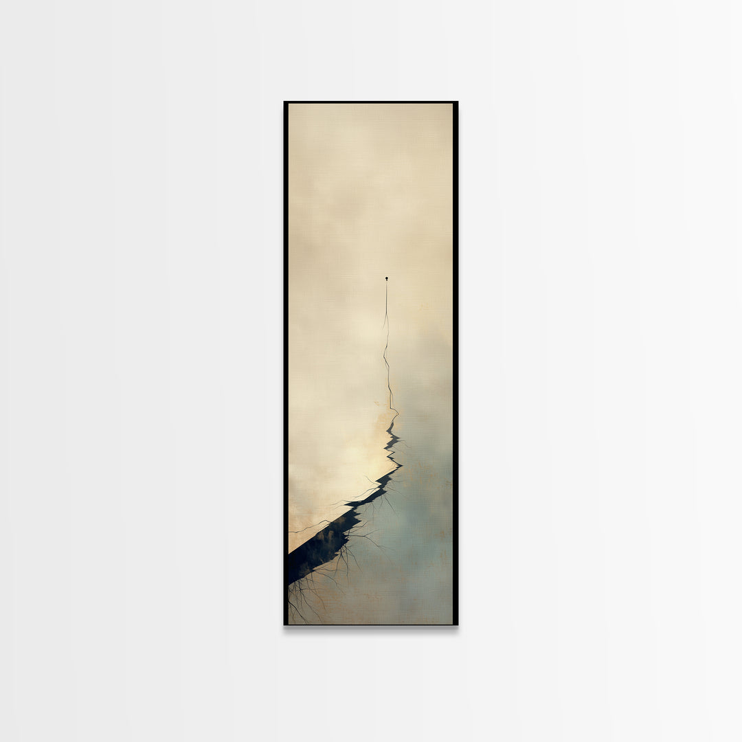 Minimal Black Line Figure on Textured Paper Canvas Print, General Fine Art, Bedroom Decor, Living Room Decor, Oil Painting, GEN-1x3-63