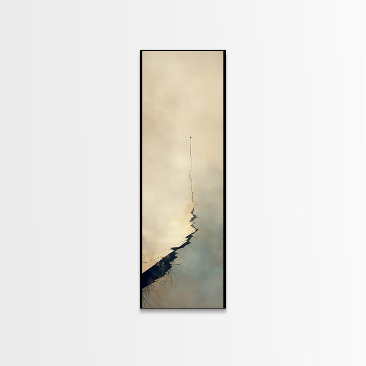 Minimal Black Line Figure on Textured Paper Canvas Print, General Fine Art, Bedroom Decor, Living Room Decor, Oil Painting, GEN-1x3-63