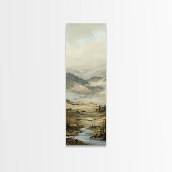 Misty Mountain Valley Framed Canvas Print, General Fine Art, Oil Painting, Living Room Decor, Fine Art, Gallery Decor, GEN-1x3-64