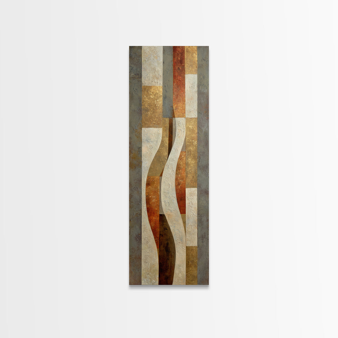 Earthy Plaster Texture Abstract Framed Canvas Print, General Fine Art, Neutral Decor, Living Room Decor, Fine Art, GEN-1x3-75