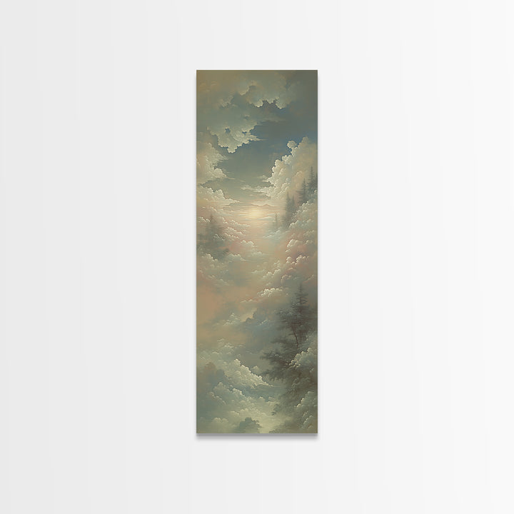 Romantic Cloudscape with Blush and Cream Tones Canvas Print, General Fine Art, Statement Artwork, Living Room Decor, Fine Art, GEN-1x3-78