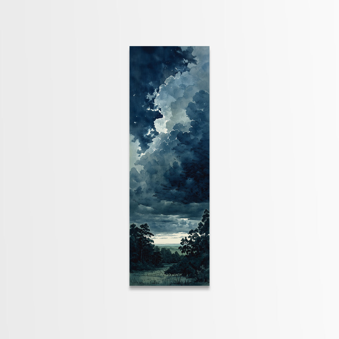 Elegant Ink Wash Landscape Framed Canvas Print, General Fine Art, Contemporary Art, Living Room Decor, Fine Art, GEN-1x3-8