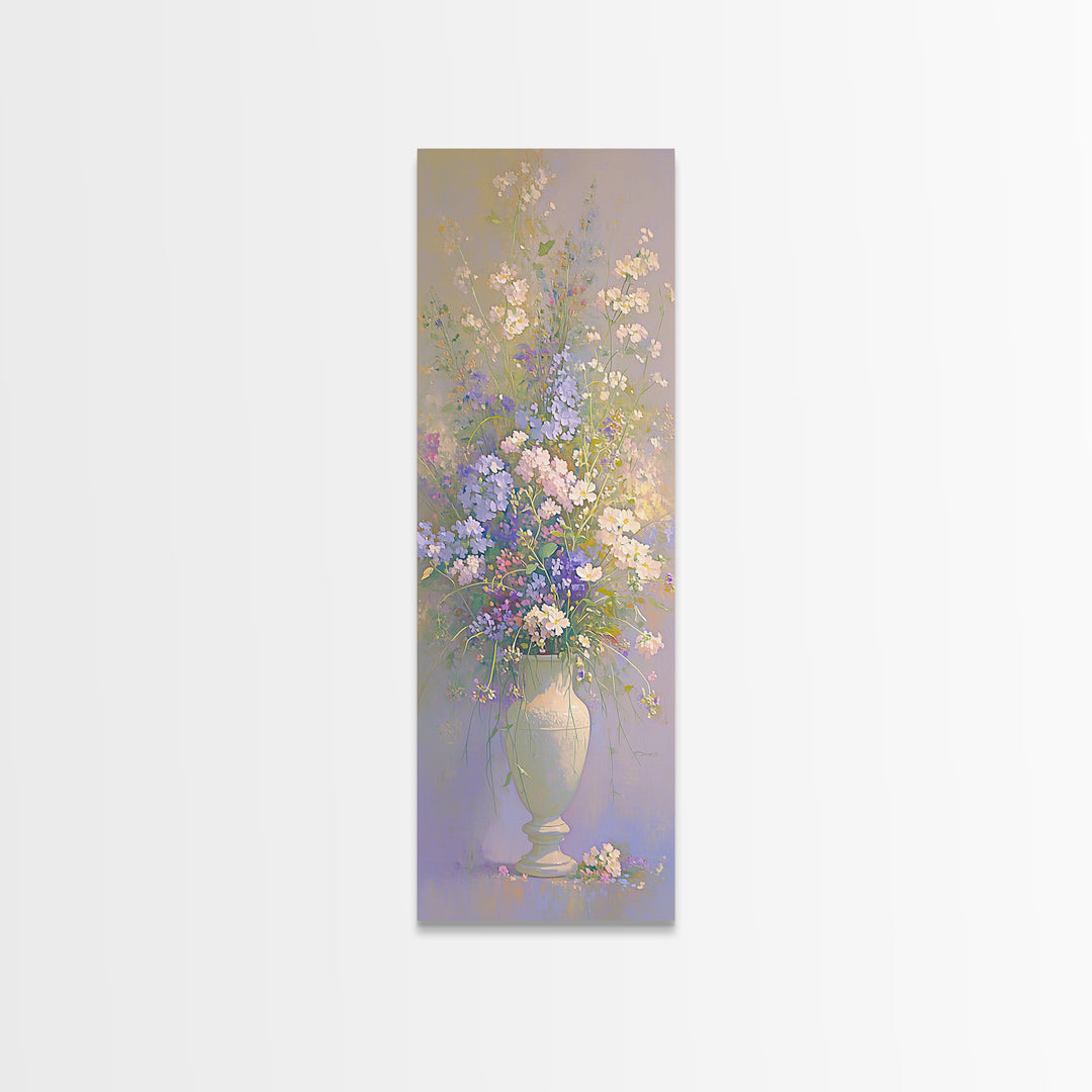 Classic Oil Painted Vase of Wildflowers Framed Canvas Print, General Fine Art, Canvas Art, Living Room Decor, Watercolor Art, GEN-1x3-83