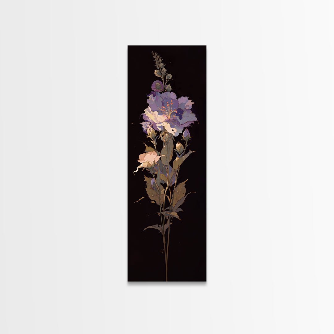 Single Sculptural Flower on a Dark Ground Canvas Print, General Fine Art, Painting, Living Room Decor, Fine Art, GEN-1x3-93