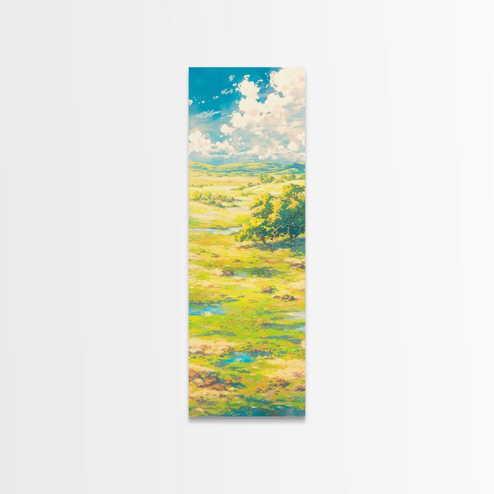 Sunlit Meadow with Loose Impressionist Brushwork Canvas Print, General Fine Art, Textured Painting, Living Room Decor, GEN-1x3-98