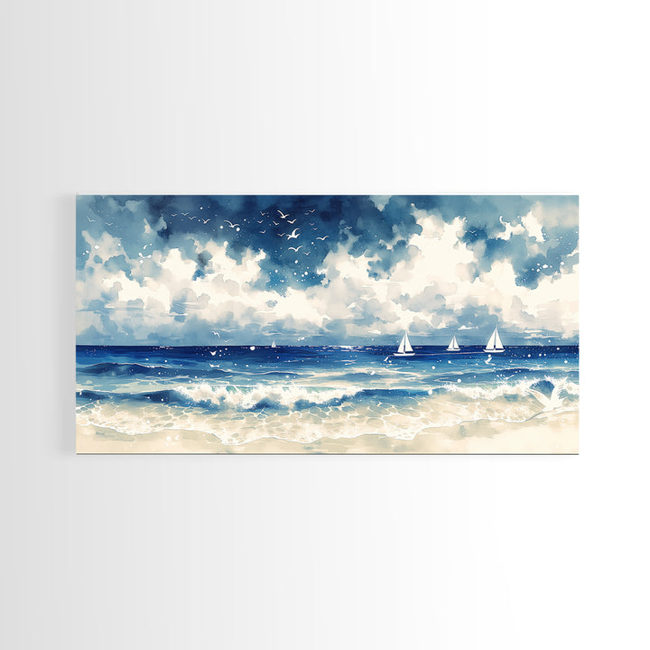 Coastal Water Study Framed Canvas Print, General Fine Art, Digital Prints, Living Room Decor, Fine Art, Large Wall Art, GEN-2x1-1