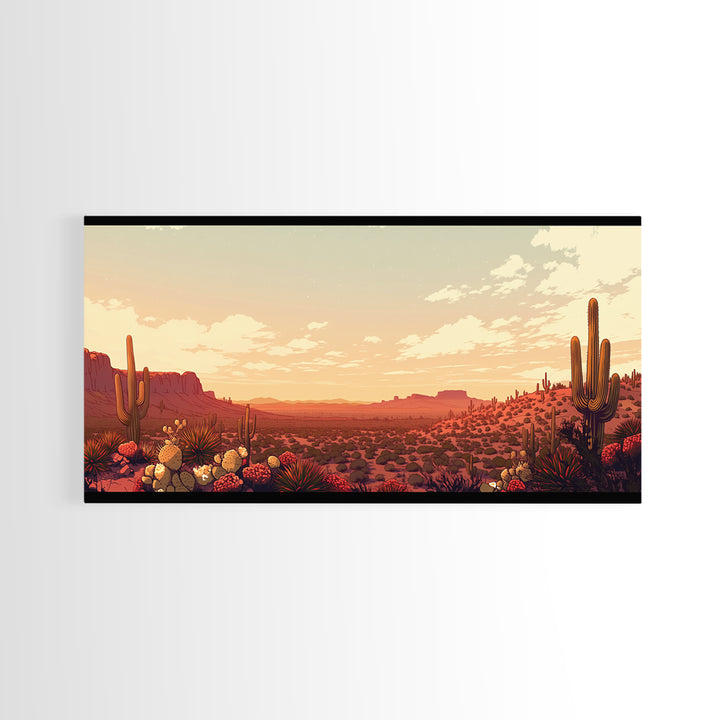 Serene Desert Horizon Framed Canvas Print, General Fine Art, Wall Decor, Living Room Decor, Fine Art, Original Painting, GEN-2x1-13