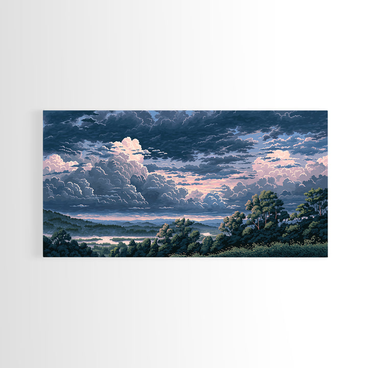 Romantic Cloudscape with Blush and Cream Tones Canvas Print, General Fine Art, Luxury Decor, Living Room Decor, GEN-2x1-14