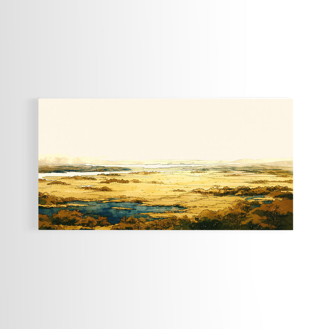 Elegant Ink Wash Landscape Framed Canvas Print, General Fine Art, Fine Art Print, Living Room Decor, Fine Art, GEN-2x1-16