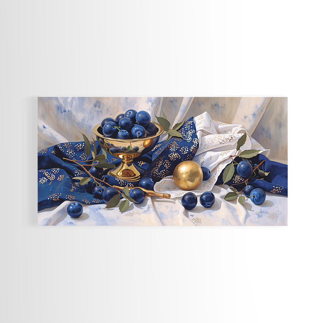 Simple Still Life of Fruit and Linen Canvas Print, General Fine Art, Home Decor, Living Room Decor, Abstract Art, GEN-2x1-36