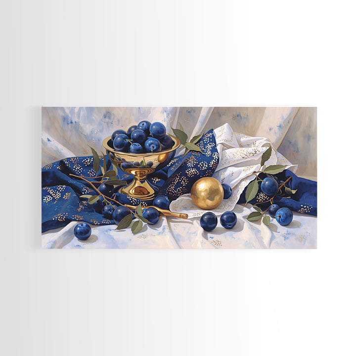 Simple Still Life of Fruit and Linen Canvas Print, General Fine Art, Home Decor, Living Room Decor, Abstract Art, GEN-2x1-36